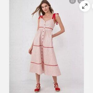 La Ligne Kate Floral Midi Dress With Shoulder Ties  - Size Small